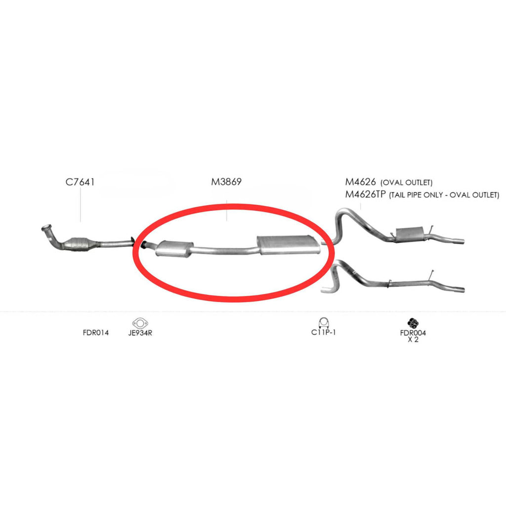 Redback Standard Centre Muffler For Ford Falcon EA EB ED EF EL AU 6 Cyl 4.0L