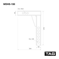 TAG Adjustable Heavy Duty Tow Ball Mount 90° Face, 50mm Square Hitch - 360mm Drop, 385mm Rise