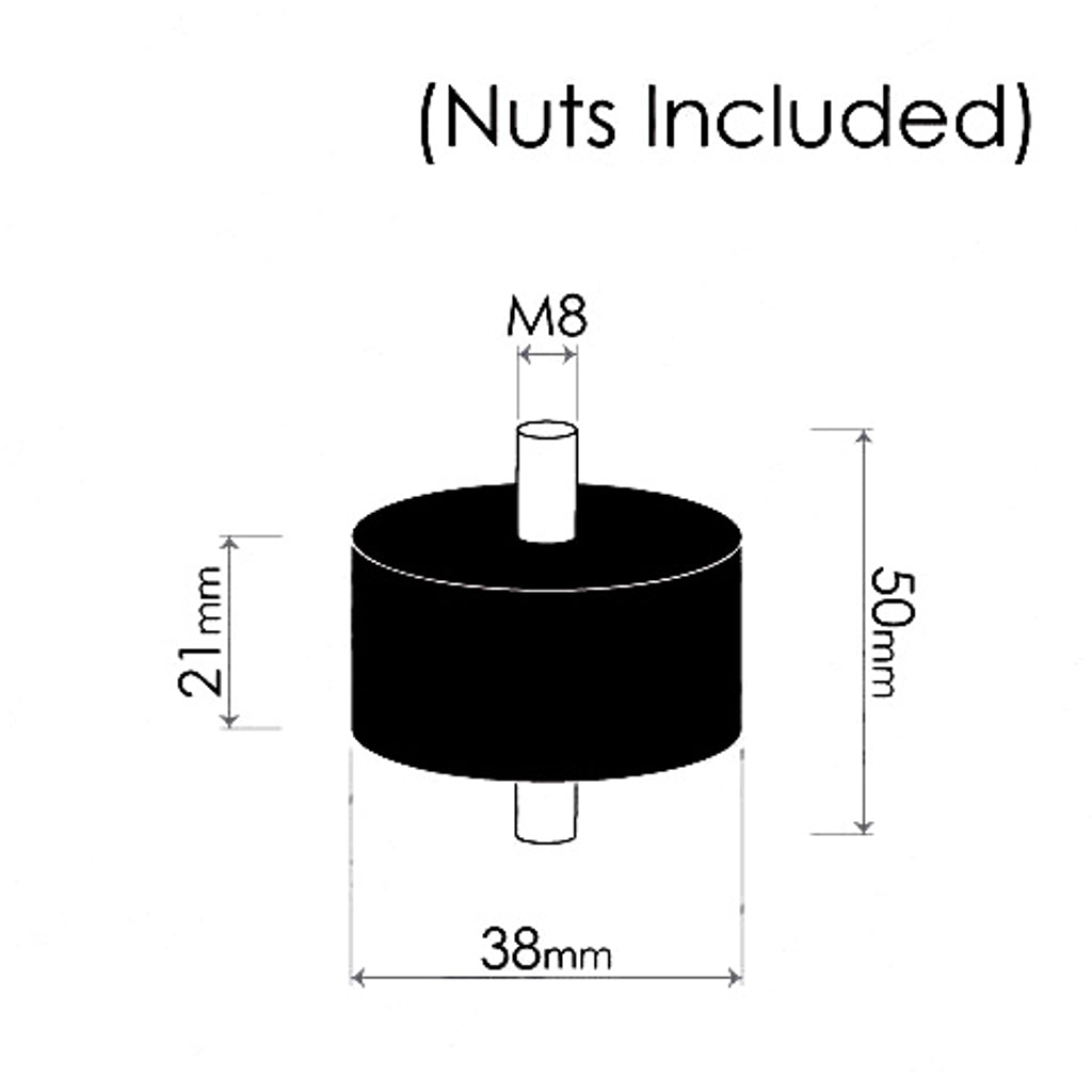 Cotton Reel Mounts - ID 38mm, ROUND, M8